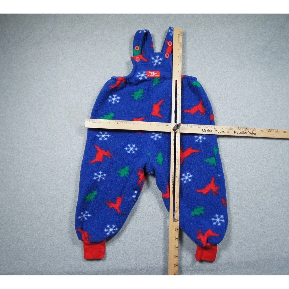 Vintage Baby Bgosh Overalls Kids 24M Blue Fleece Christmas Snowflake OshKosh